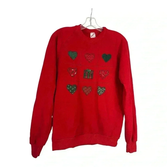 Jerzees Women’s Red Christmas Sweatshirt, Size L - Picture 2 of 5